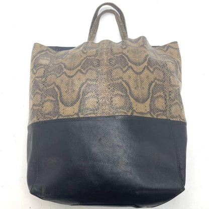 CELINE Hand Bag Tote Purse Business Bag Leather Brown Black Authentic