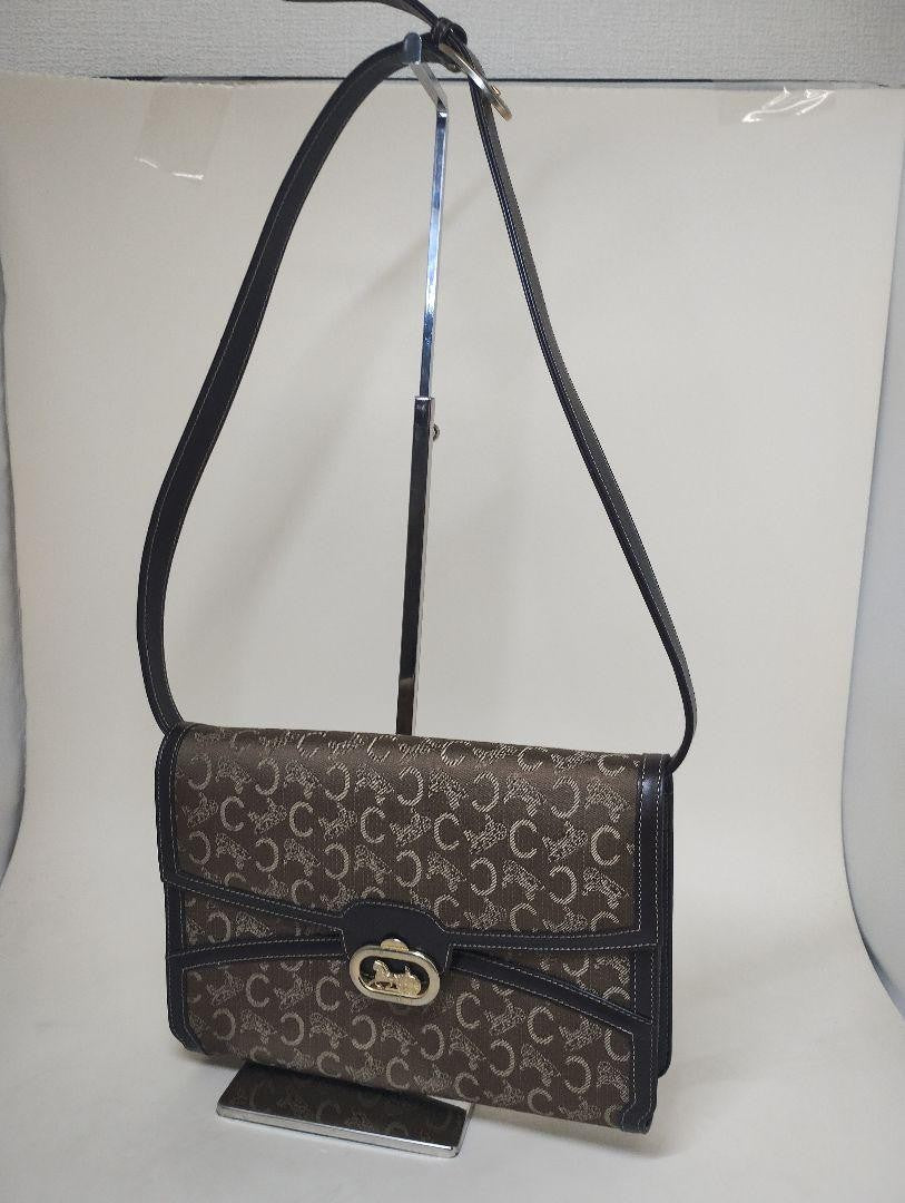 CELINE Shoulder Bag Purse C Macadam Horse carriage Canvas Authentic