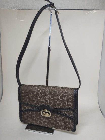 CELINE Shoulder Bag Purse C Macadam Horse carriage Canvas Authentic