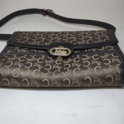 CELINE Shoulder Bag Purse C Macadam Horse carriage Canvas Authentic