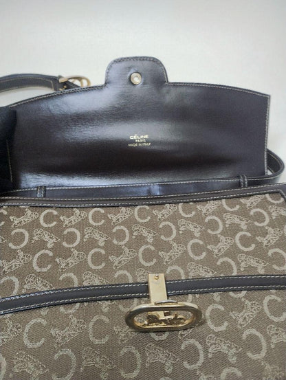 CELINE Shoulder Bag Purse C Macadam Horse carriage Canvas Authentic