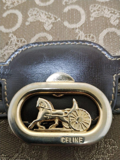 CELINE Shoulder Bag Purse C Macadam Horse carriage Canvas Authentic