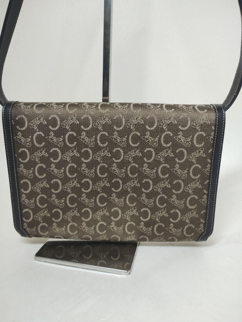 CELINE Shoulder Bag Purse C Macadam Horse carriage Canvas Authentic