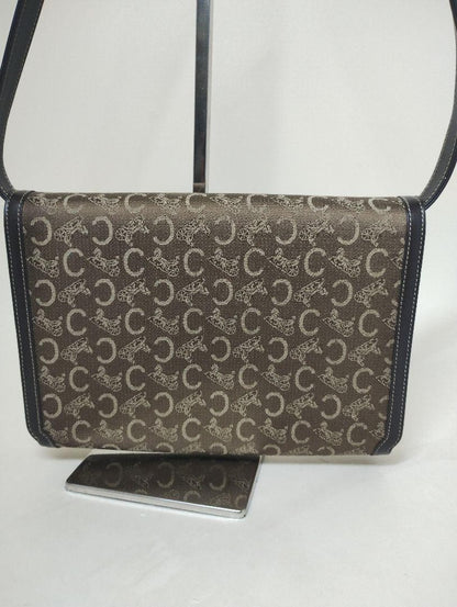 CELINE Shoulder Bag Purse C Macadam Horse carriage Canvas Authentic
