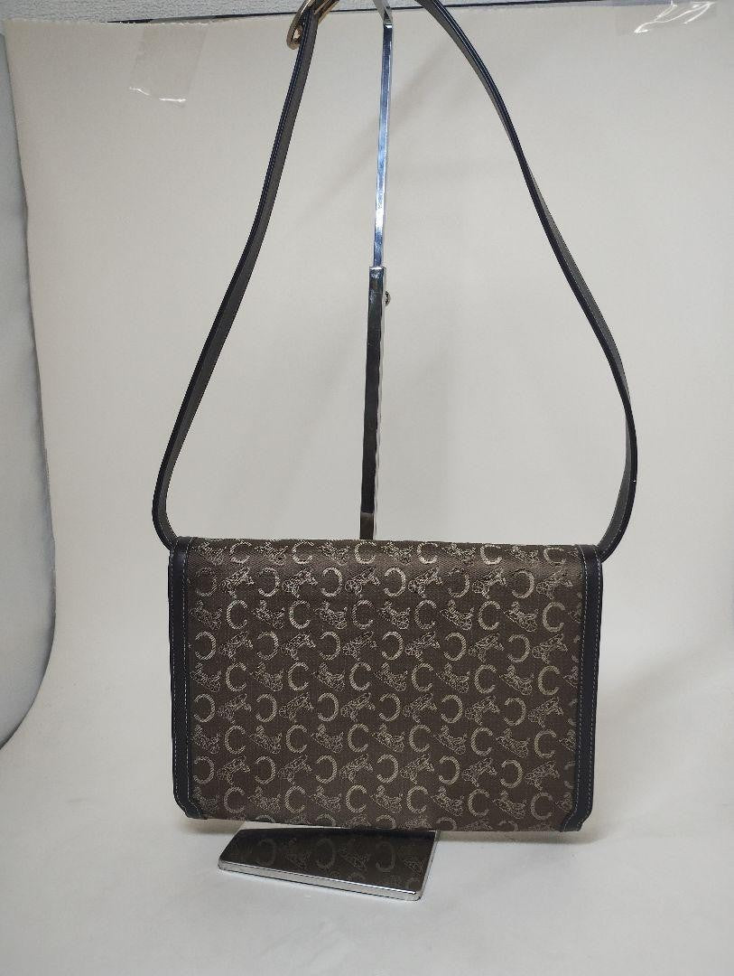 CELINE Shoulder Bag Purse C Macadam Horse carriage Canvas Authentic