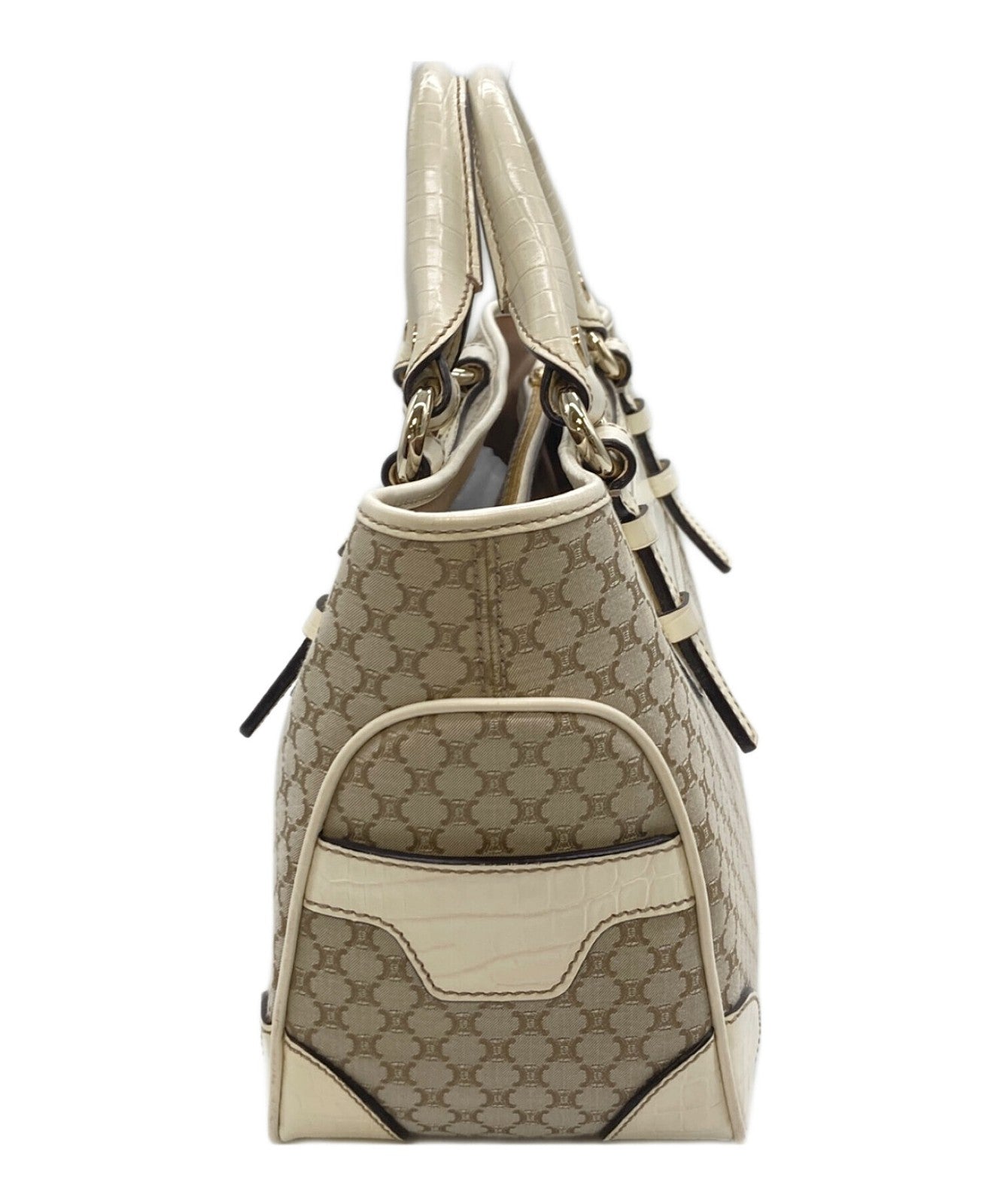 CELINE Hand Bag Tote Purse Macadam Boogie Beige Authentic