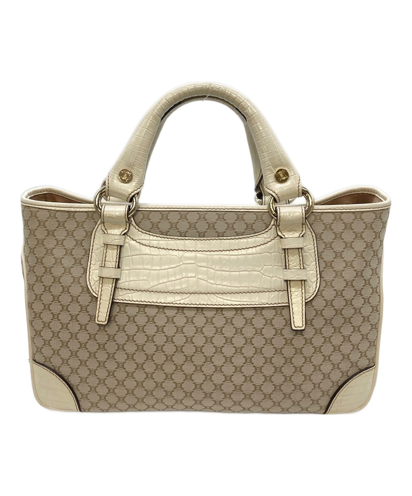 CELINE Hand Bag Tote Purse Macadam Boogie Beige Authentic