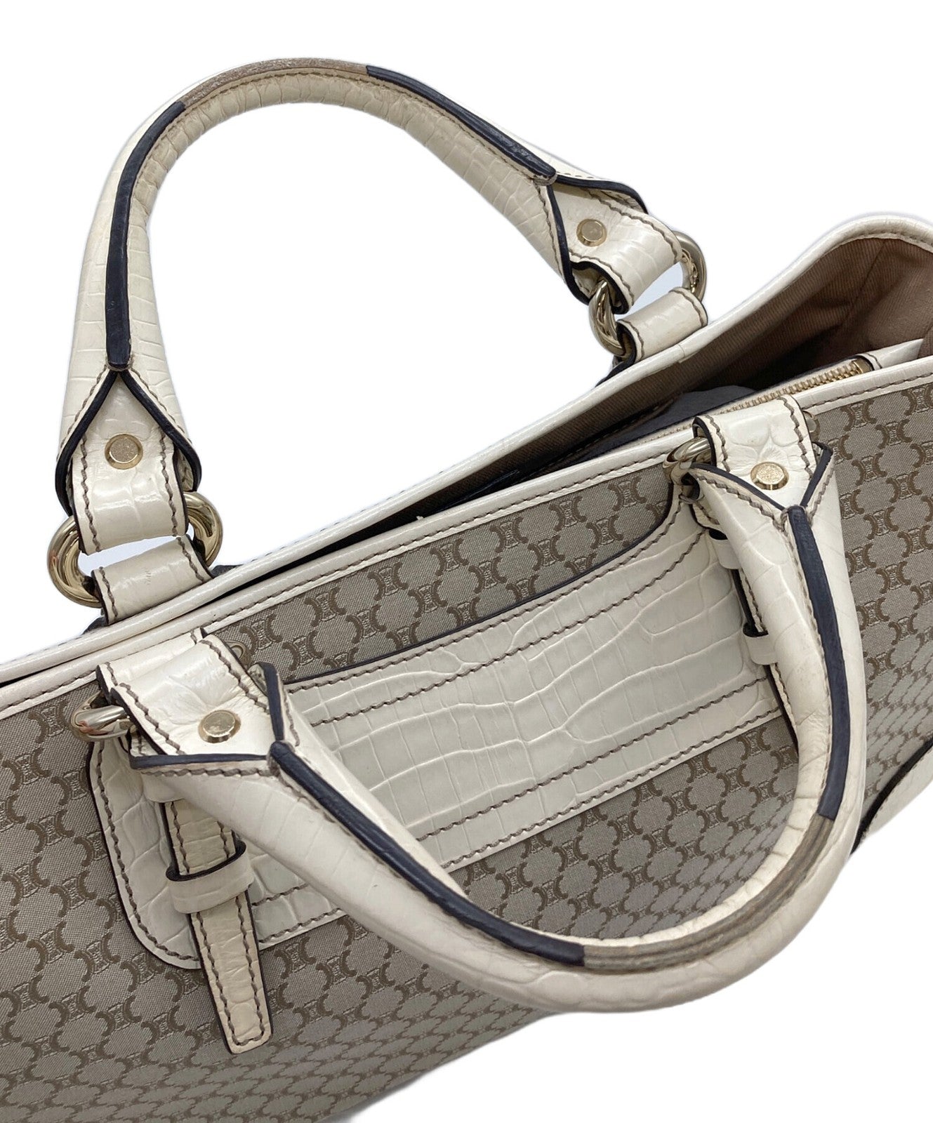 CELINE Hand Bag Tote Purse Macadam Boogie Beige Authentic