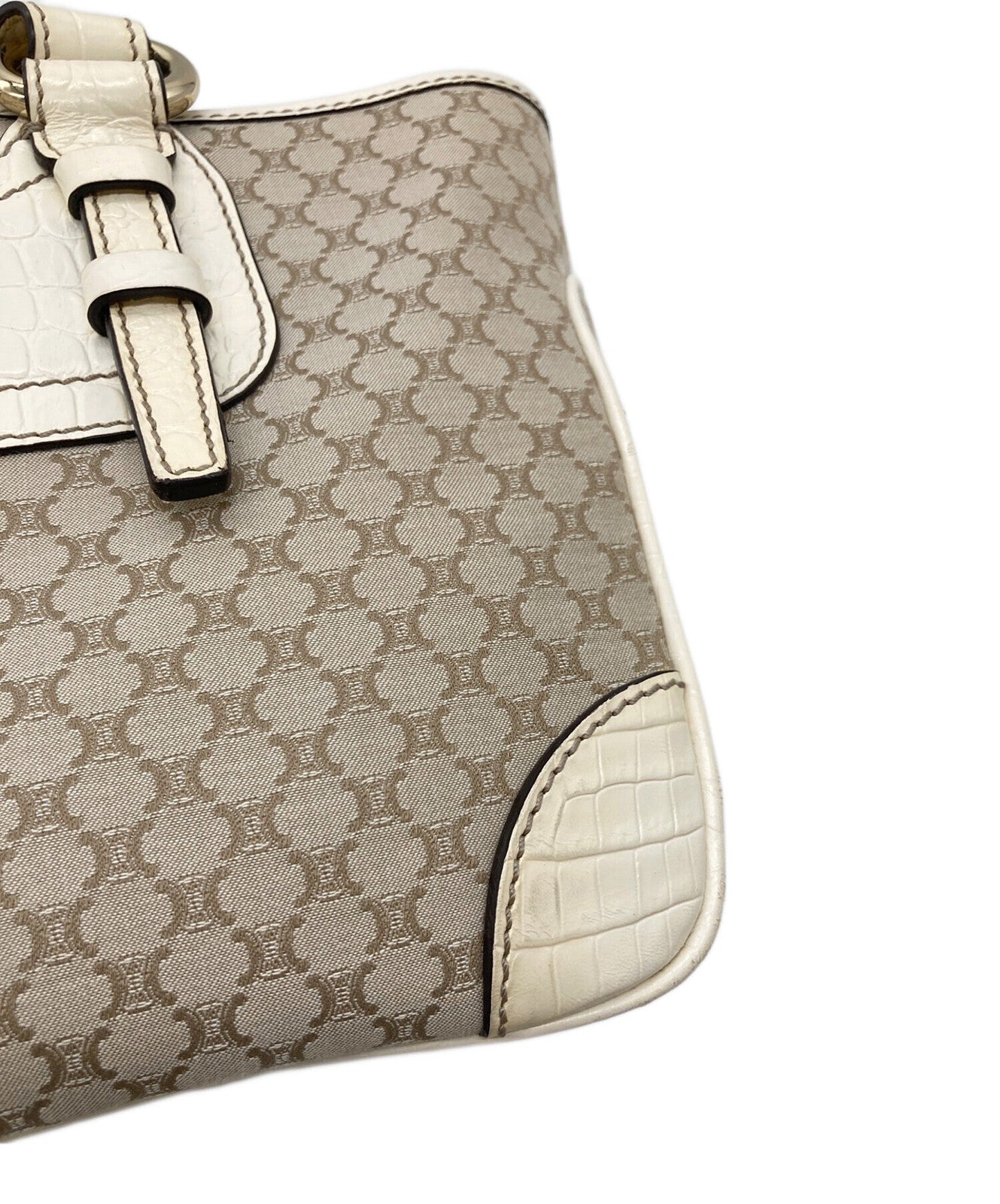 CELINE Hand Bag Tote Purse Macadam Boogie Beige Authentic