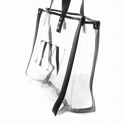 Valentino Garavani Hand Bag Tote Purse Rockstuds Vinyl Leather Clear Red Black