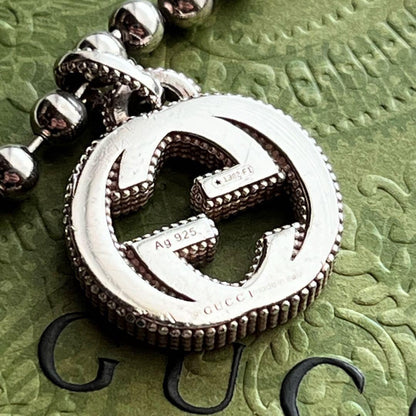 GUCCI Bracelet Bangle Interlocking GG Silver 925 Women Accessory Authentic