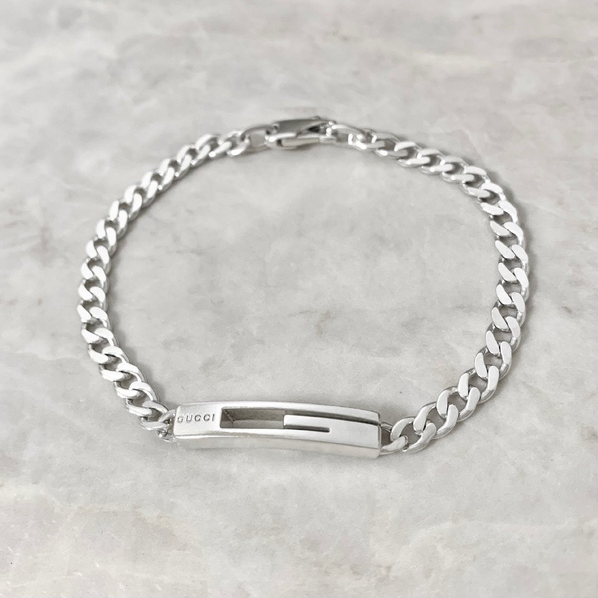 GUCCI Bracelet Bangle Cutout G Silver AG925 Women Accessory Authentic