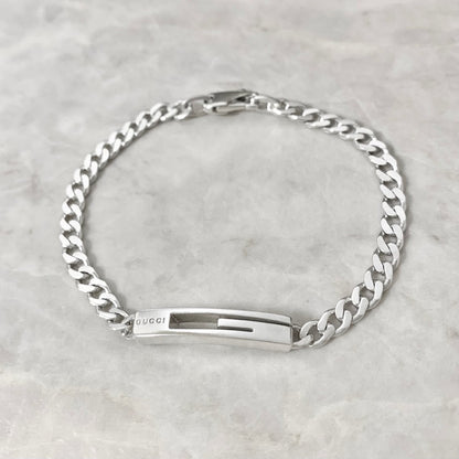 GUCCI Bracelet Bangle Cutout G Silver AG925 Women Accessory Authentic