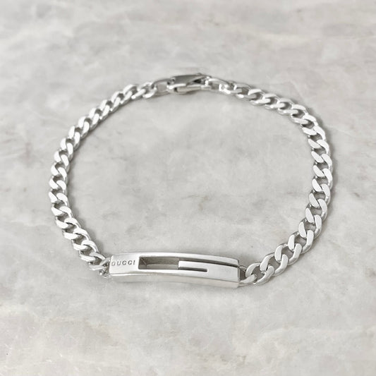 GUCCI Bracelet Bangle Cutout G Silver AG925 Women Accessory Authentic
