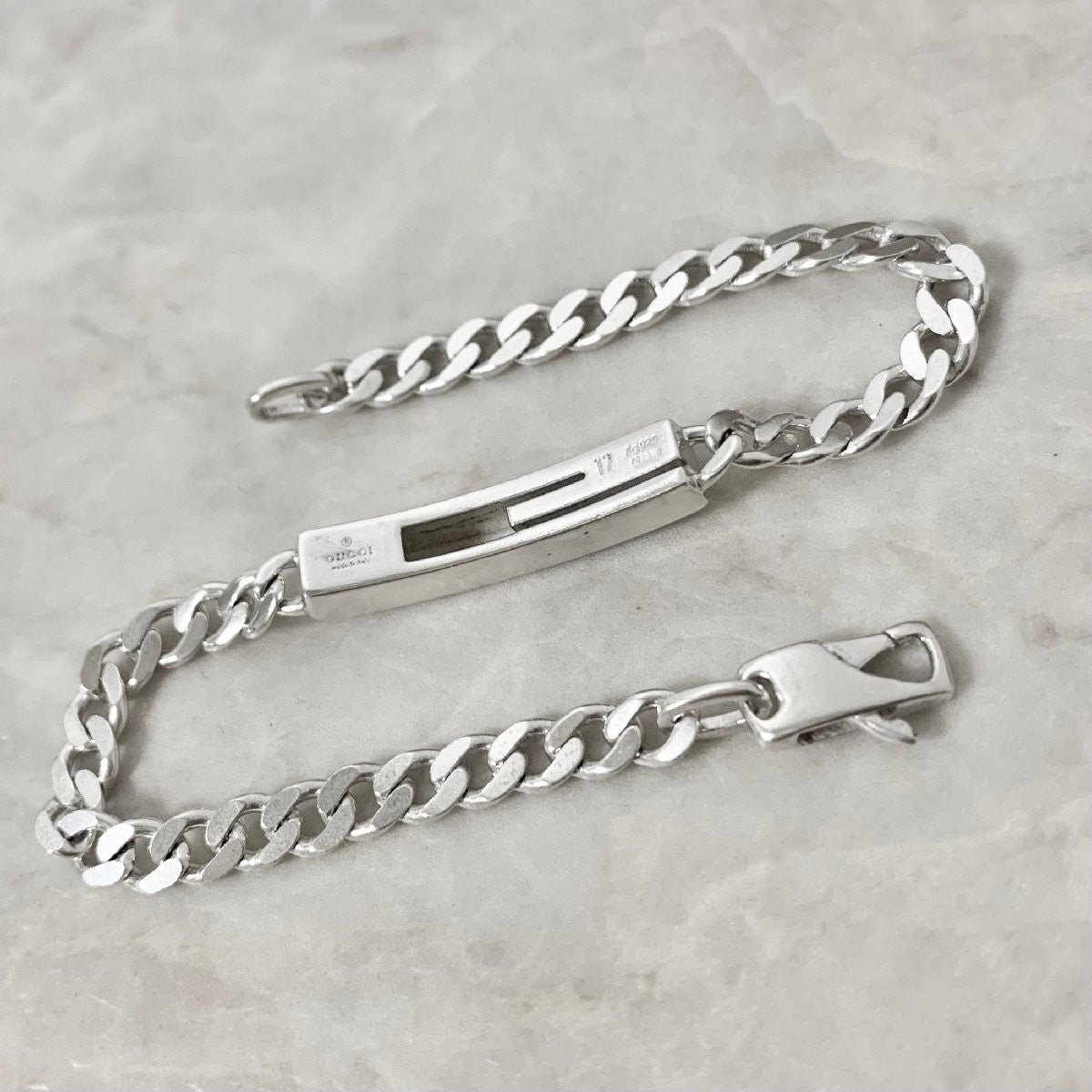 GUCCI Bracelet Bangle Cutout G Silver AG925 Women Accessory Authentic