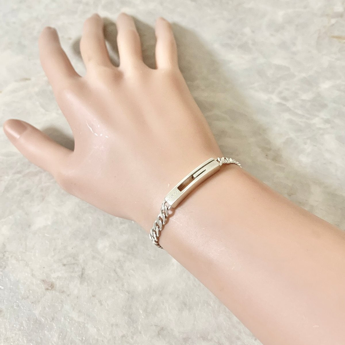 GUCCI Bracelet Bangle Cutout G Silver AG925 Women Accessory Authentic