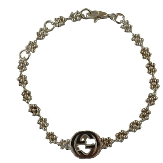 GUCCI Bracelet Bangle Interlocking G Ball Chain Silver 925 Women Accessory Auth