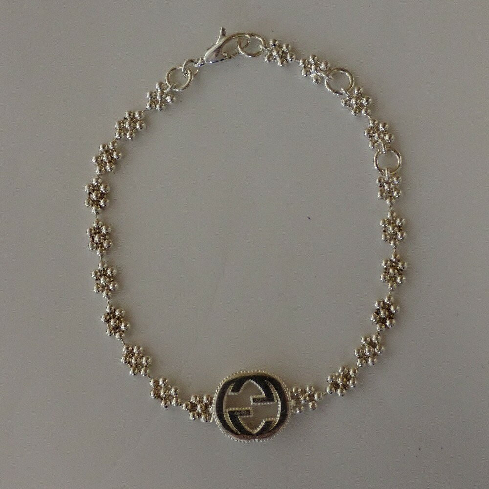 GUCCI Bracelet Bangle Interlocking G Ball Chain Silver 925 Women Accessory Auth