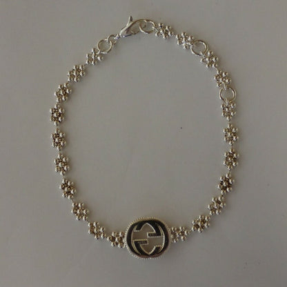 GUCCI Bracelet Bangle Interlocking G Ball Chain Silver 925 Women Accessory Auth
