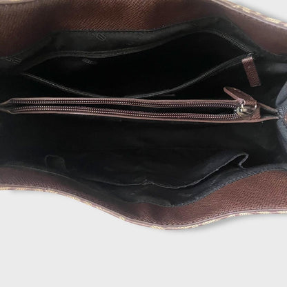 BALENCIAGA Hand Bag Tote Purse BB Canvas Leather Beige Brown Authentic