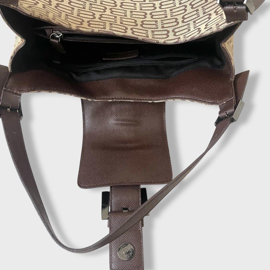 BALENCIAGA Hand Bag Tote Purse BB Canvas Leather Beige Brown Authentic