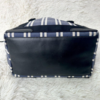 BALENCIAGA Hand Bag Tote Purse Canvas Leather Navy Authentic
