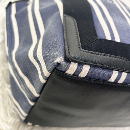 BALENCIAGA Hand Bag Tote Purse Canvas Leather Navy Authentic