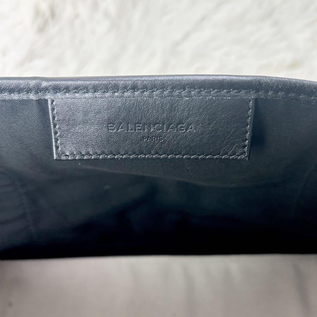 BALENCIAGA Hand Bag Tote Purse Canvas Leather Navy Authentic