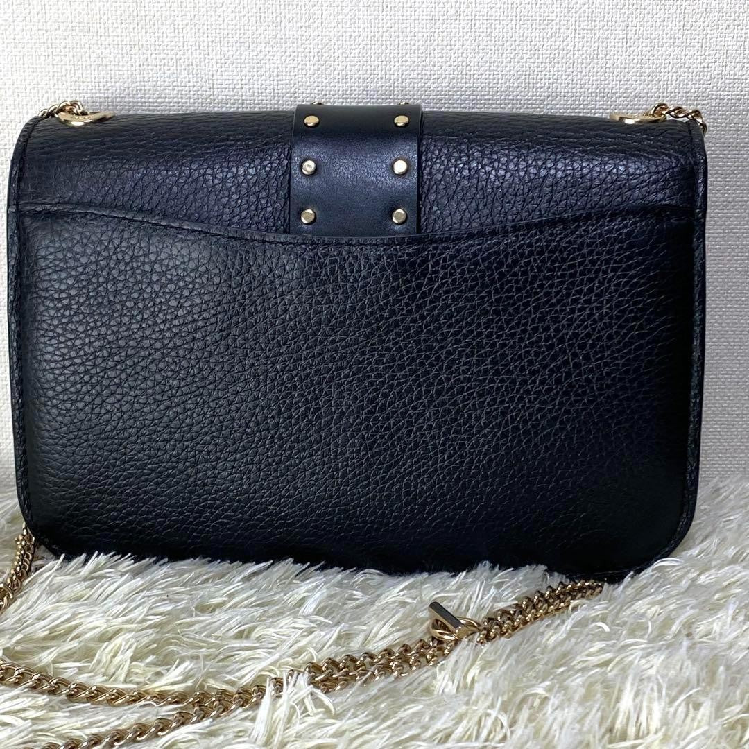 COACH Shoulder Bag Purse Chain Leather Black Authentic