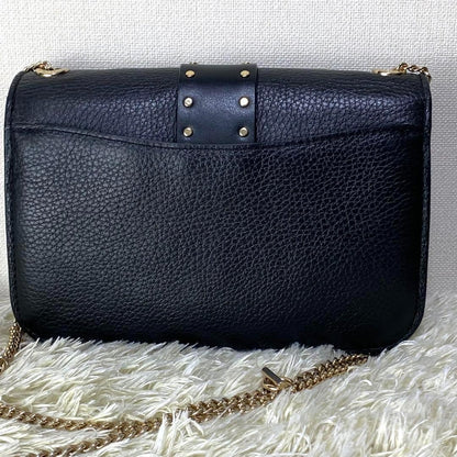 COACH Shoulder Bag Purse Chain Leather Black Authentic