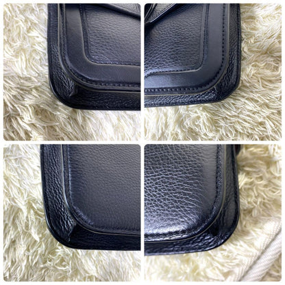 COACH Shoulder Bag Purse Chain Leather Black Authentic