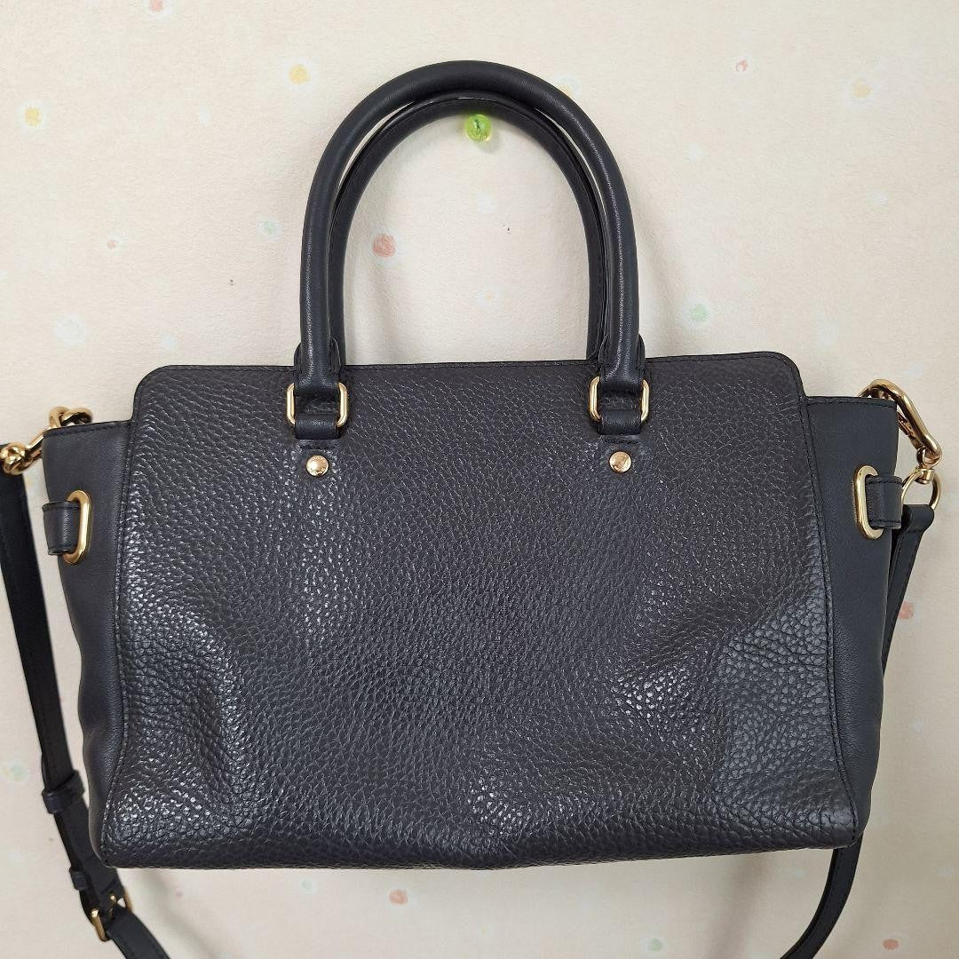 COACH Hand Shoulder Bag Tote Purse 2way Leather Navy Authentic
