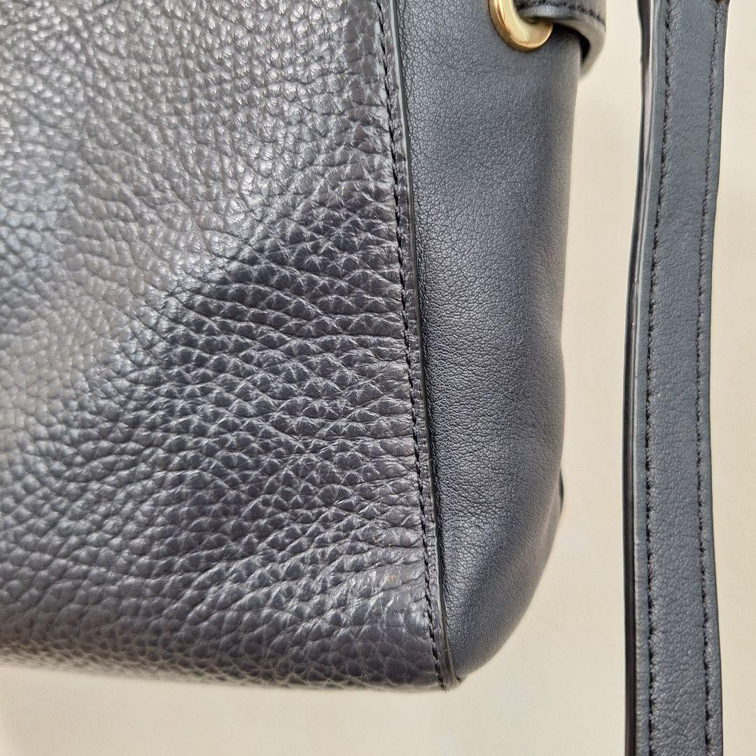COACH Hand Shoulder Bag Tote Purse 2way Leather Navy Authentic