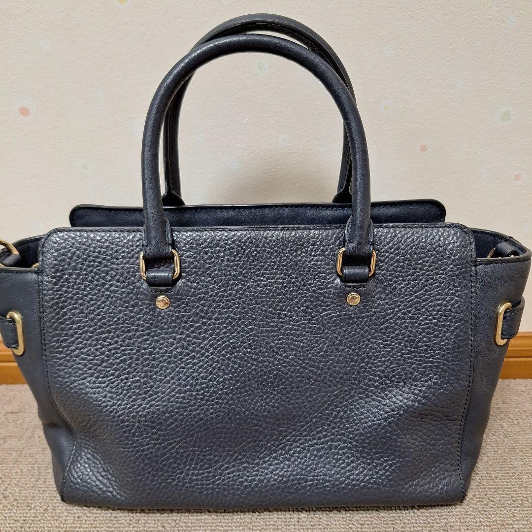 COACH Hand Shoulder Bag Tote Purse 2way Leather Navy Authentic