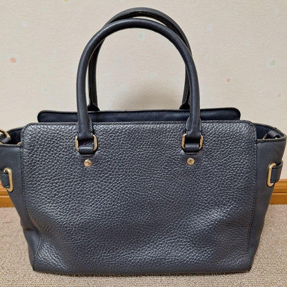 COACH Hand Shoulder Bag Tote Purse 2way Leather Navy Authentic