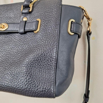COACH Hand Shoulder Bag Tote Purse 2way Leather Navy Authentic