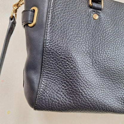 COACH Hand Shoulder Bag Tote Purse 2way Leather Navy Authentic
