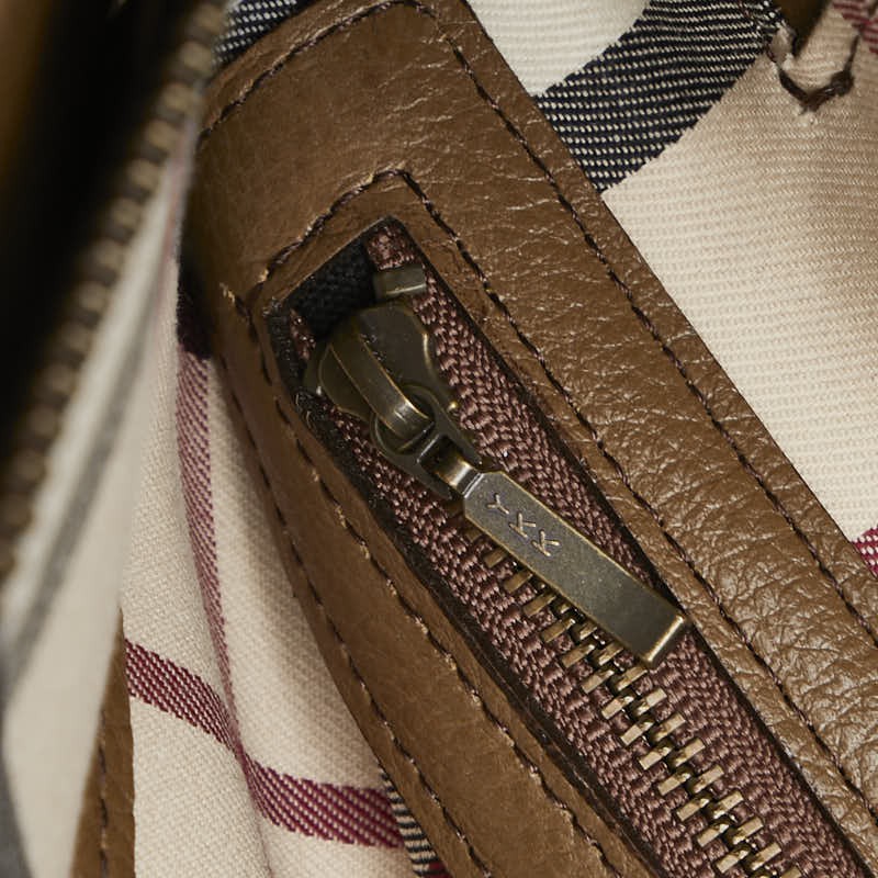 BURBERRY Hand Bag Tote Purse Nova Check Leather Beige Authentic