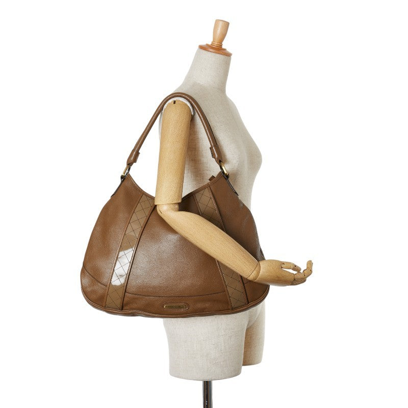BURBERRY Hand Bag Tote Purse Nova Check Leather Beige Authentic