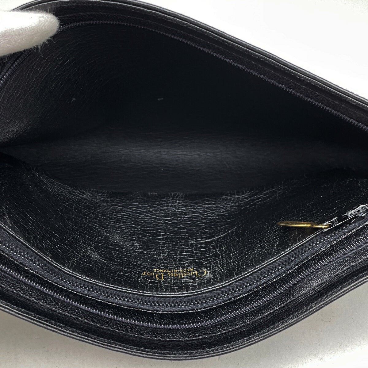 Christian Dior Shoulder Bag Purse Leather Black Authentic