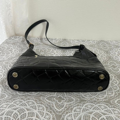 MULBERRY Hand Bag Shoulder Logo Black Leather Authentic