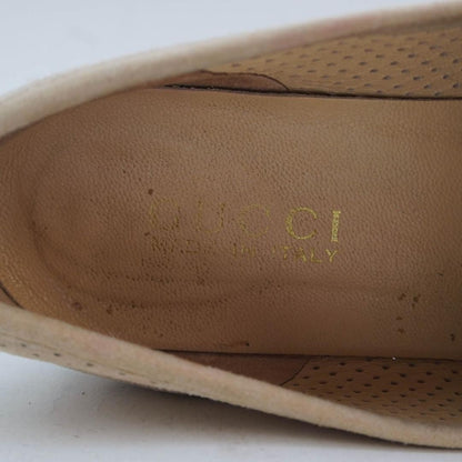 GUCCI Loafers Shoes Horse Bit EU 37.5 US 7.5 Suede Beige Authentic