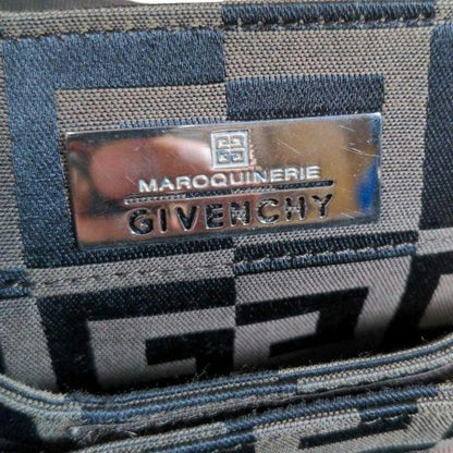 GIVENCHY Hand Bag Tote Purse Canvas Leather Brown Authentic
