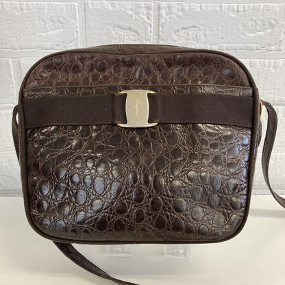 Salvatore Ferragamo VARA RIBBON Purse Shoulder bag Brown Used Women's Authentic