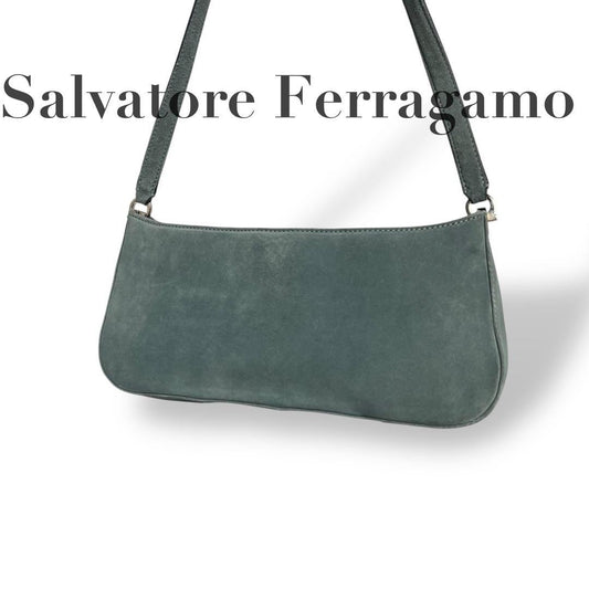 Salvatore Ferragamo handbag Purse Green accessory pouch Authentic Used Women's