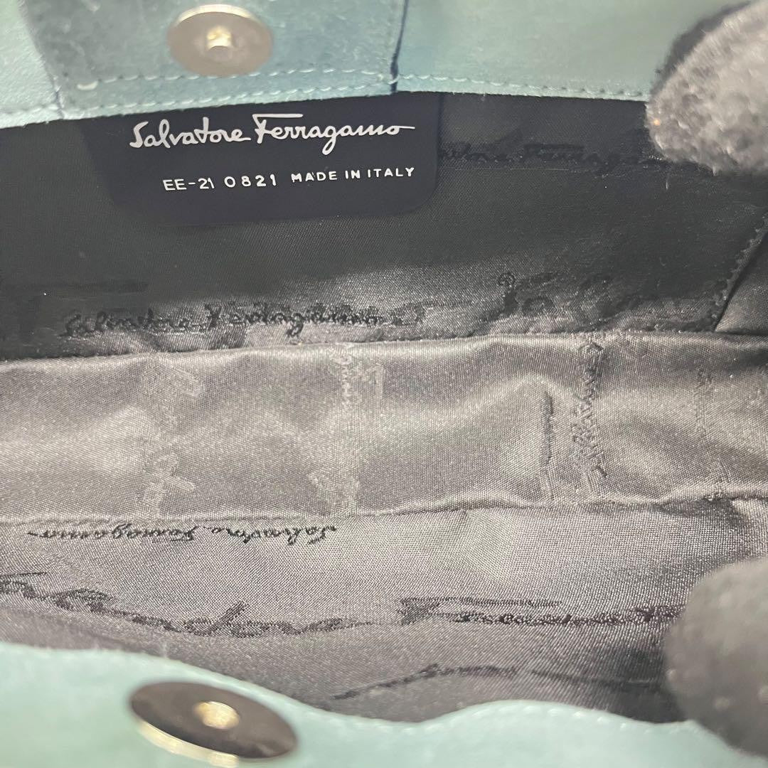 Salvatore Ferragamo handbag Purse Green accessory pouch Authentic Used Women's