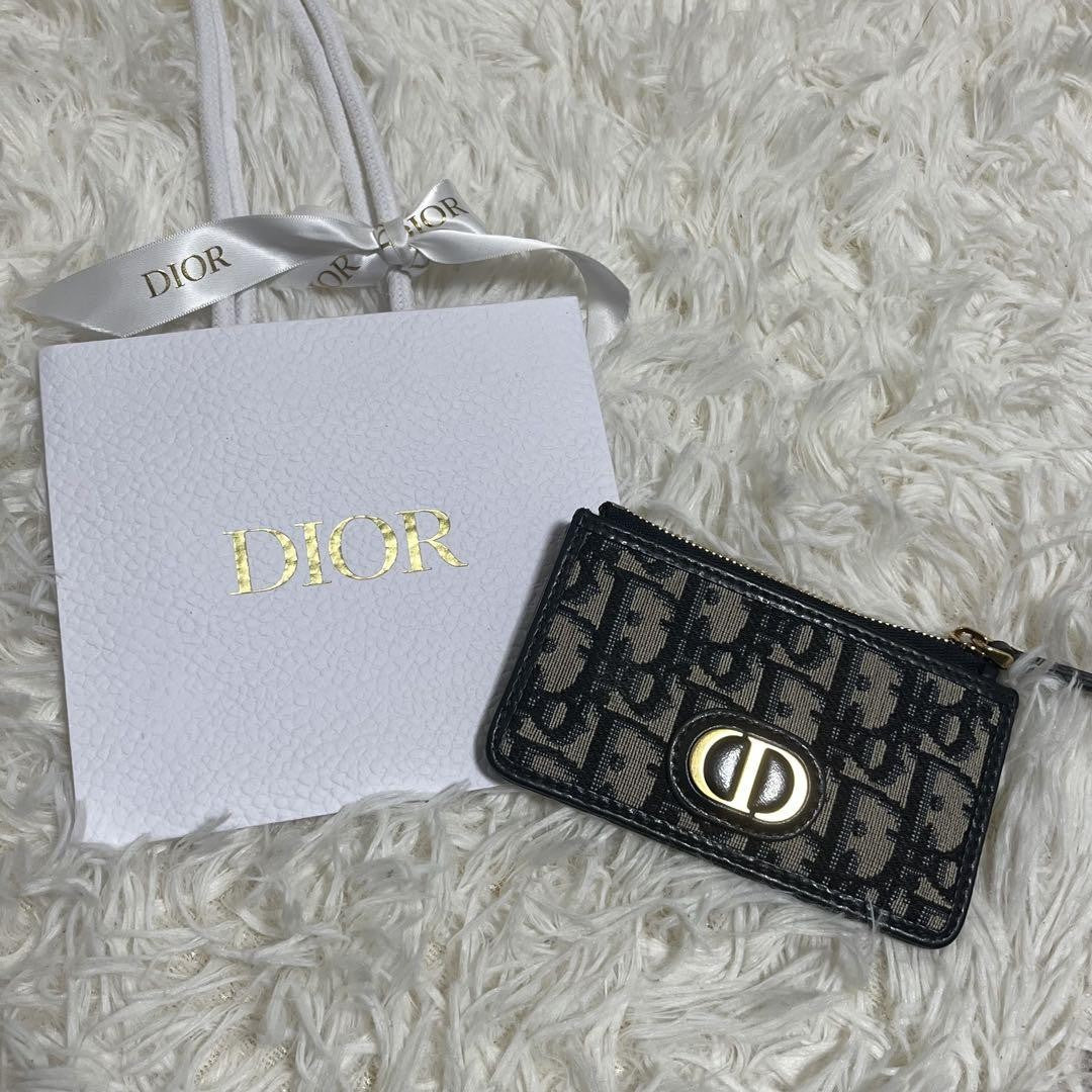 Christian Dior Coin Case Wallet Purse Compact Trotter CD Navy Gold Authentic