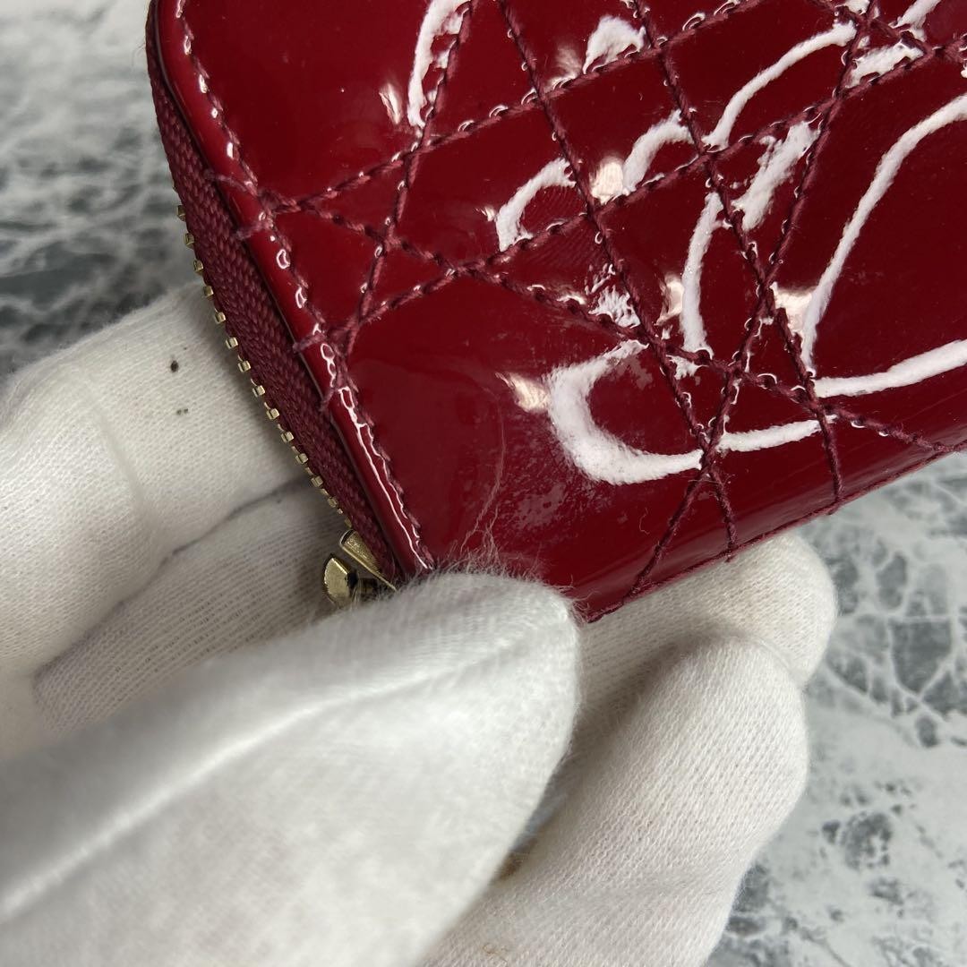 Christian Dior Coin Case Wallet Purse Compact Cannage Red Authentic
