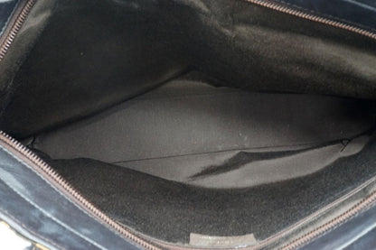 Saint Laurent Hand Shoulder Bag Tote Purse Leather Canvas Black Authentic