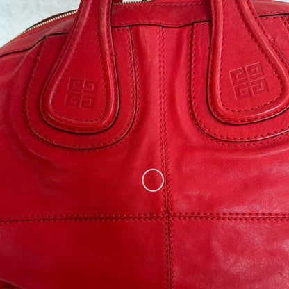 GIVENCHY Hand Shoulder Bag Tote Purse 2way Nightingale Leather Red Authentic